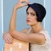 Bon Voyage- black cap with vintager royal blue netting