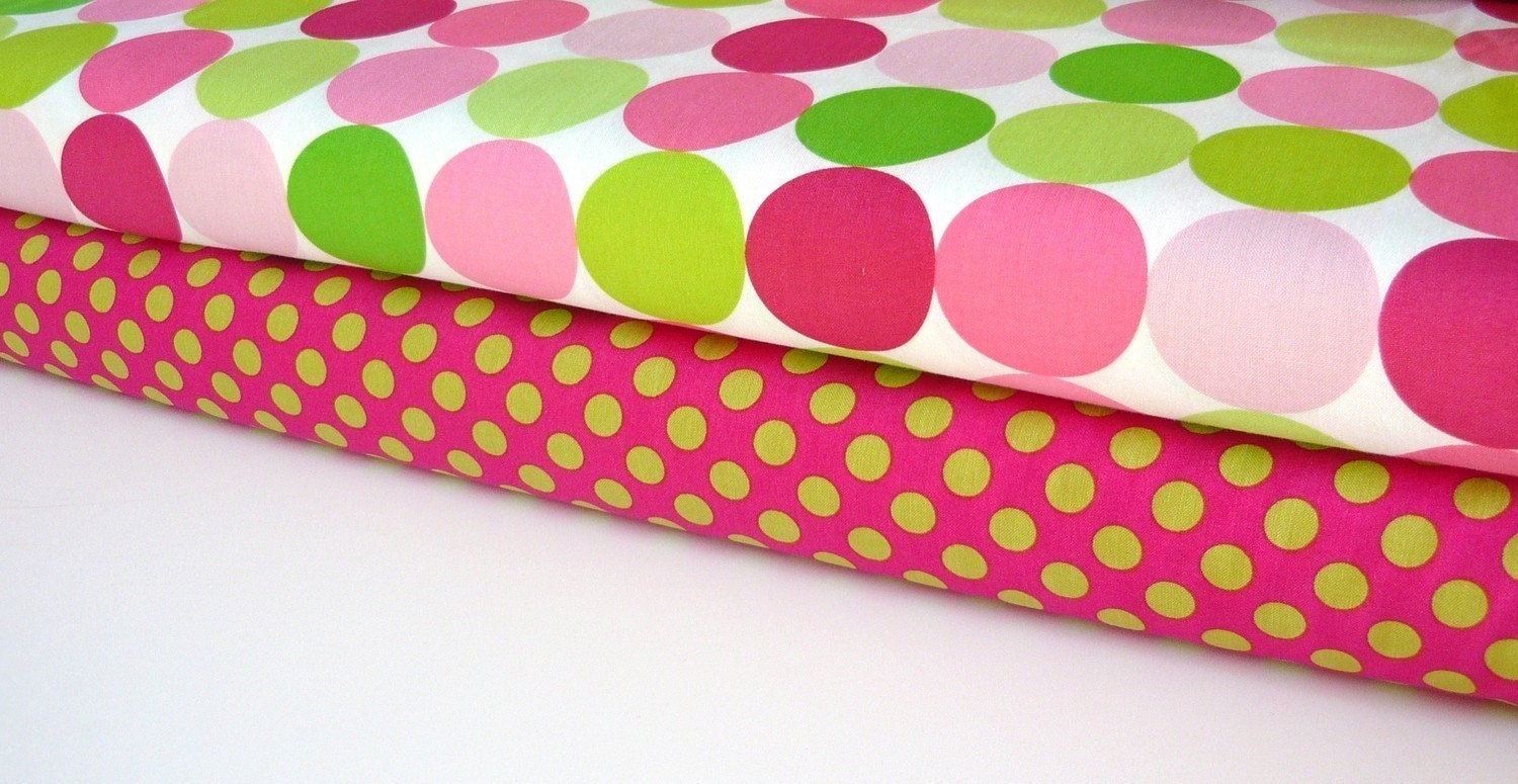 Michael Miller Sorbet Disco Dots and Raspberry Ta Dot 2 yards Fabric Duo