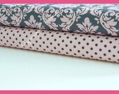Michael Miller Fabric Duo-Bloom Dandy Damask and Blossom Dumb Dot 2 yards total