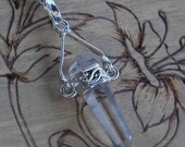 FACETED QUARTZ CRYSTAL and Sterling Silver Double Term Power Point Pendulum Swivel Pendant Necklace, 24" Chain