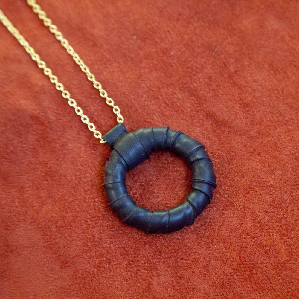 Round Bike Tube Pendant Necklace  - 1" Diameter