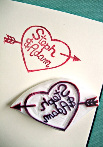 CUSTOM MADE  hand carved rubber stamp. anniversary. engagement. wedding. your names.  ship via registered airmail