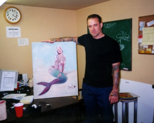 Sailors Grave vintage style mermaid pin up by Sara Ray traditional tattoo poster print hawaiian - 11x 17 Free Ship signed