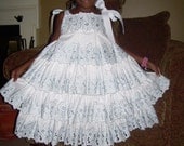Beach Portrait White Twirl Ruffles Pillowcase Dress Custom Handmade Size 5, 6, 7