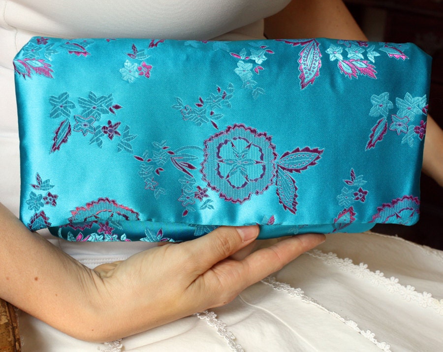 CLEARANCE SALE - 30% Off - Turquoise Clutch, Blue Purse, Aqua Clutch, Blue Formal Clutch