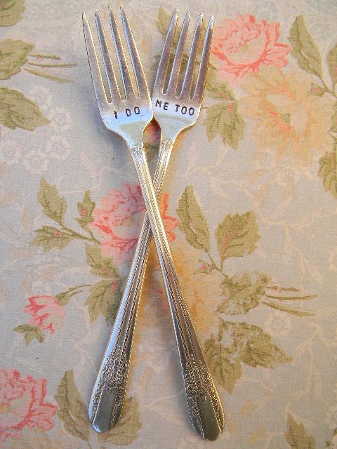 I Do Me Too Wedding Forks. Featured In Martha Stewart Weddings May 2011