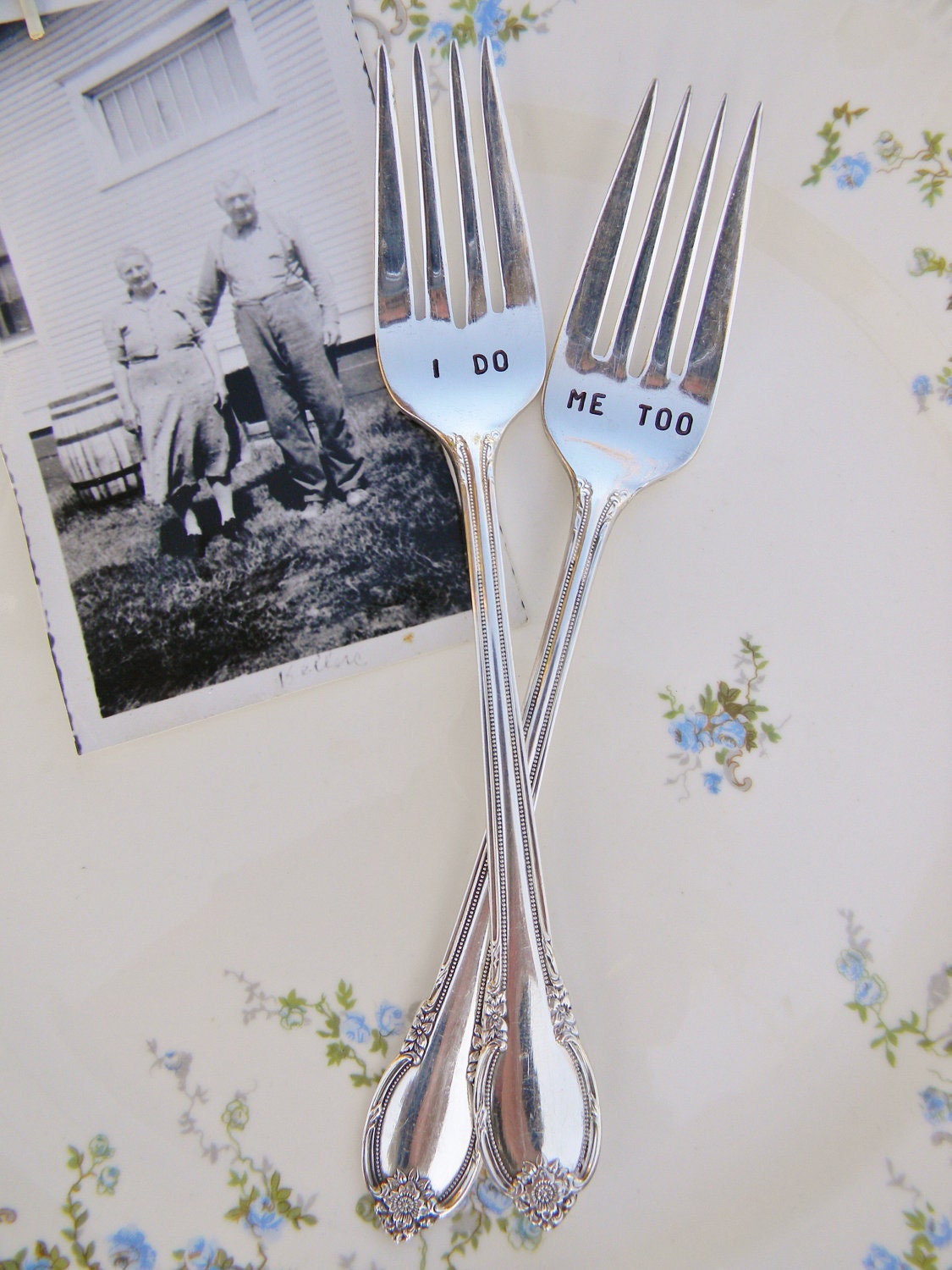 I Do Me Too Forks For Your Vintage Wedding Cake Cutting Dessert or Dinner