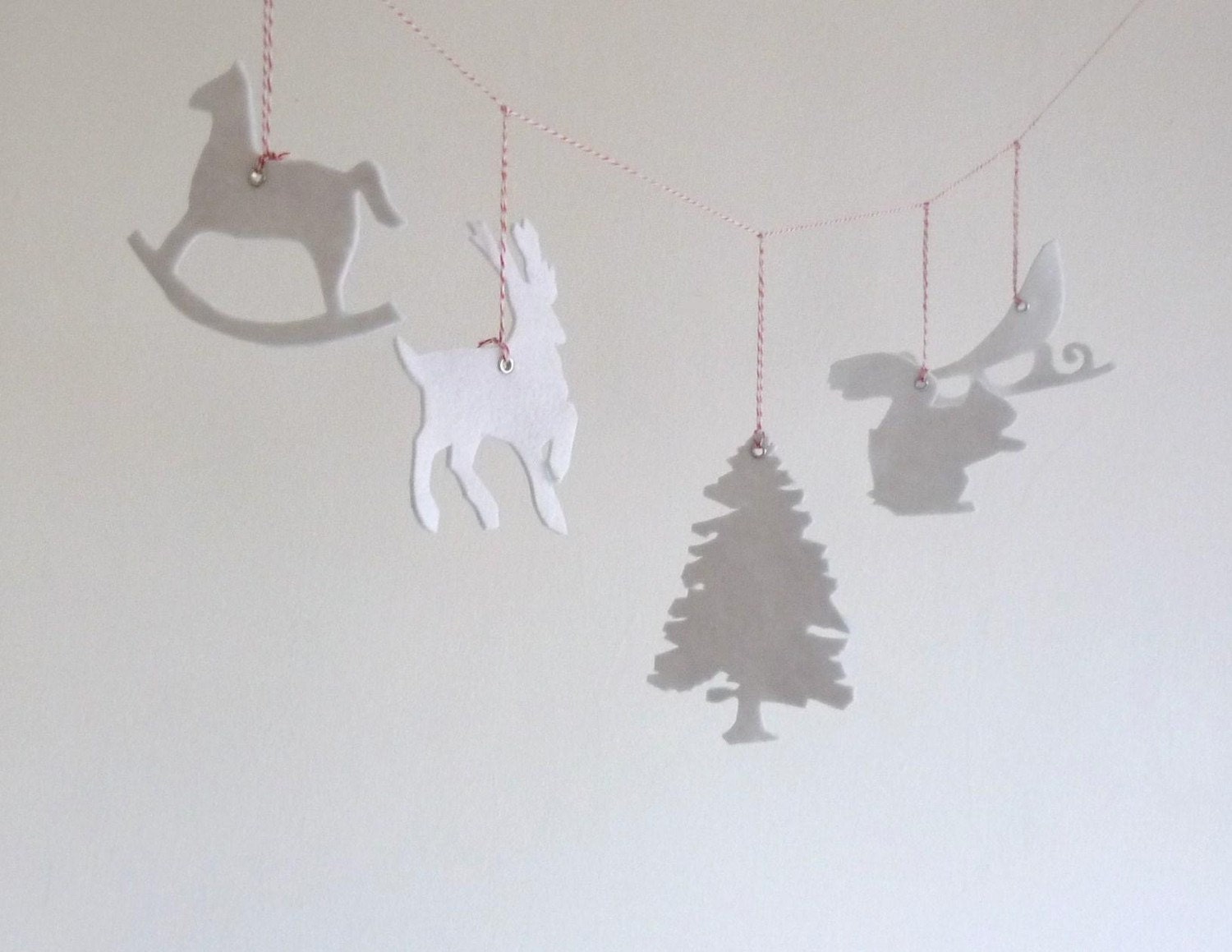set of  5 Christmas felt ornaments