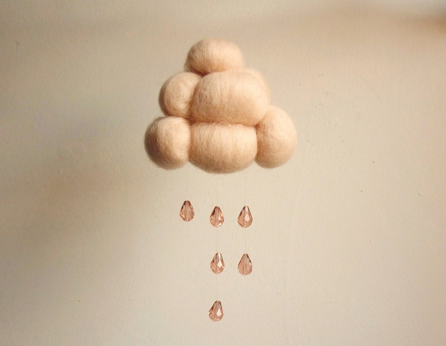needlefelted peach  rainy cloud
