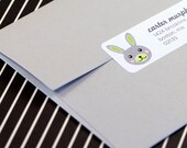30 Custom Modern Kawaii Gray Animal Return Address Glossy Labels