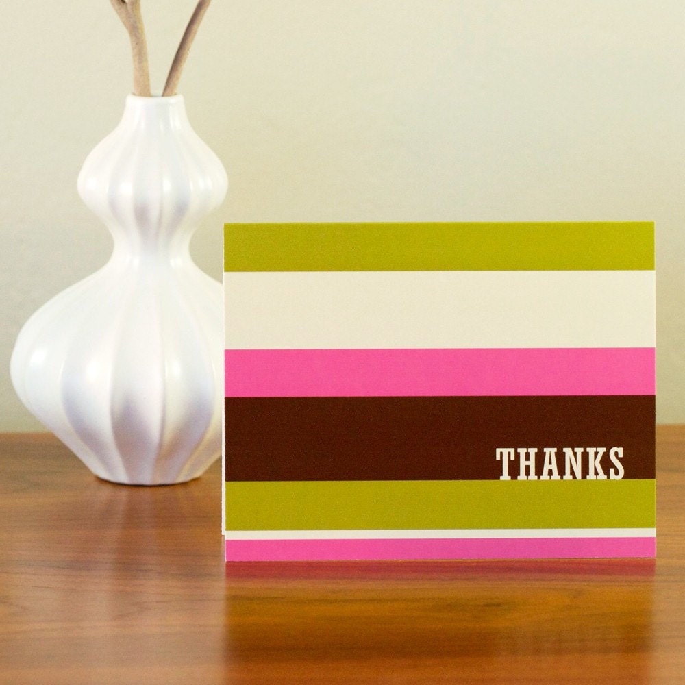 10 Neapolitan Thank You Cards - Preppy Stripe - Johnny