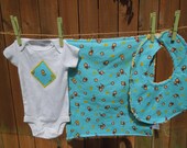 Monkeys and Bananas Baby Gift Set - with bib, burp cloth, and onesie (avail in size NB to 24 months)