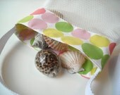 Mesh Beach Bag - Polka Dot Fabric - Shell Collecting Bag  - Sea Shell Tote