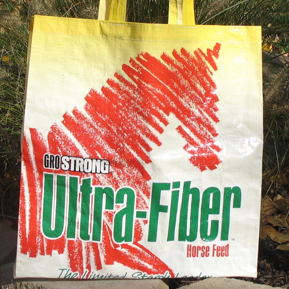 Upcycled Reusable Horse market grocery bag