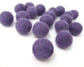 Felt Balls Purple - 20 Pure Wool Beads 20mm - Plum and Violet Shades - Flat rate shipping  (W207)