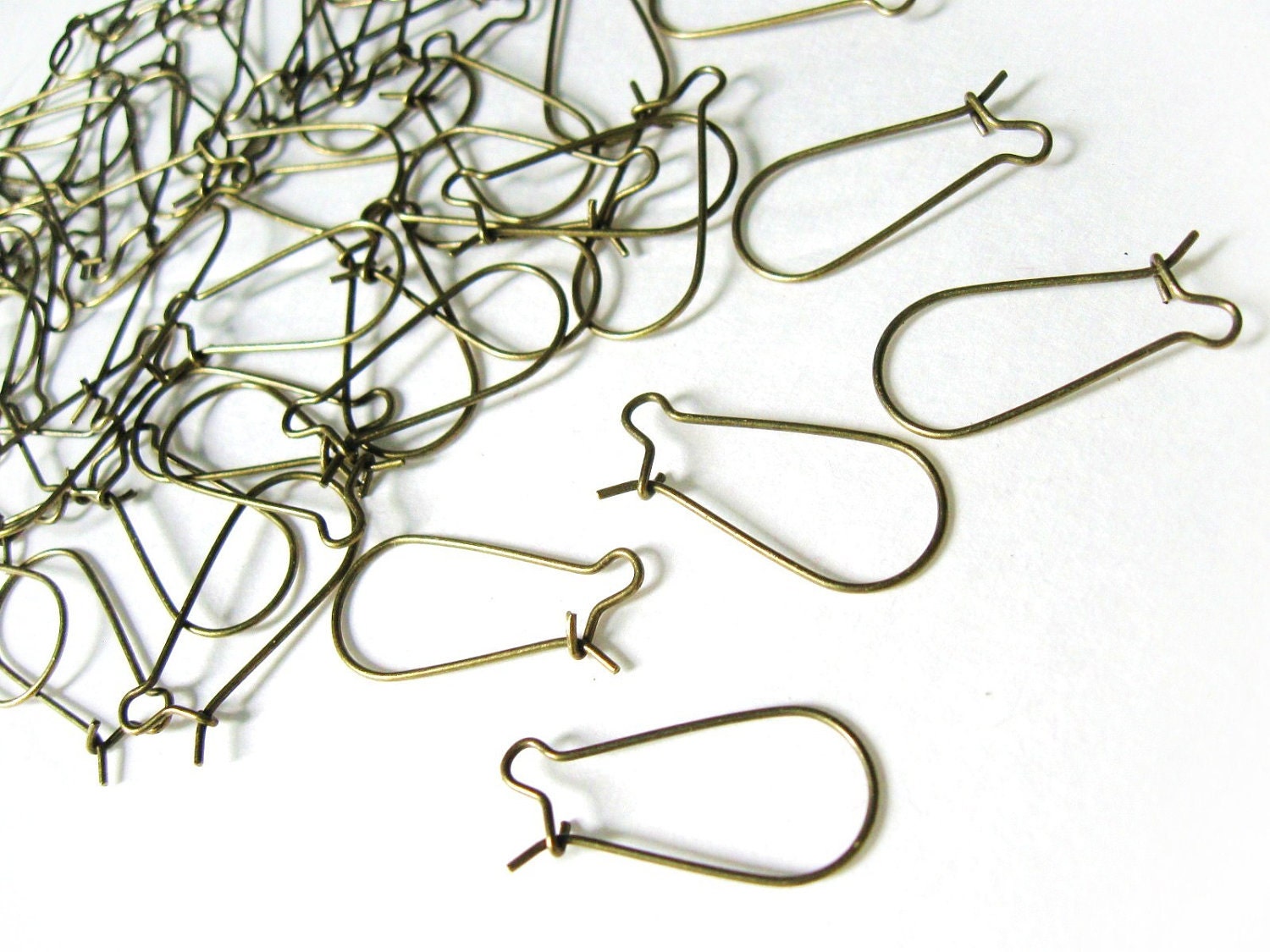 250 pc (125 pairs) Bronze Ear Wires 24x11mm leads and nickel free antique brass earring hooks findings (501)