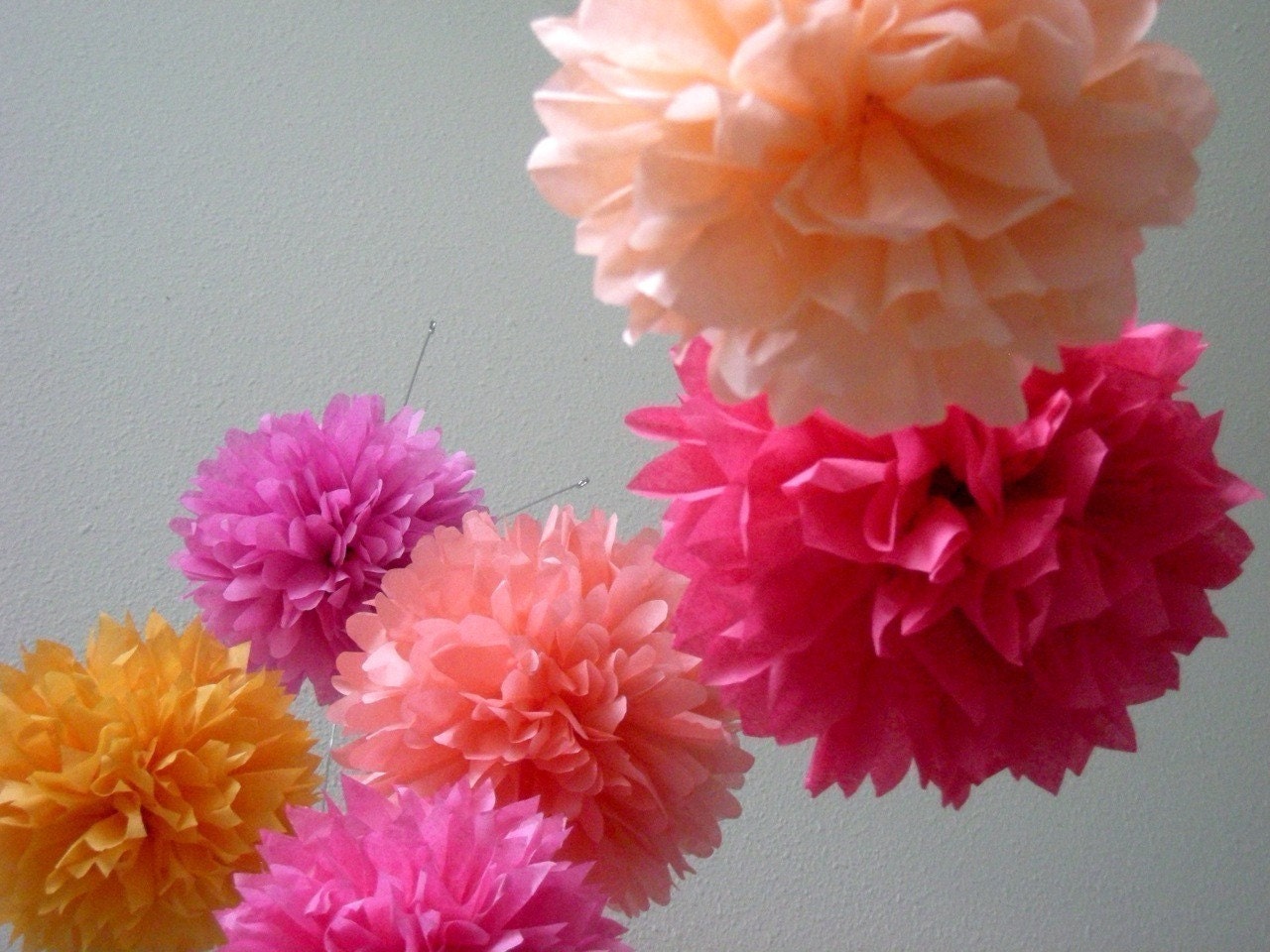 Summer Sorbet ... tissue paper pom mobile // nursery decoration Il_570xn