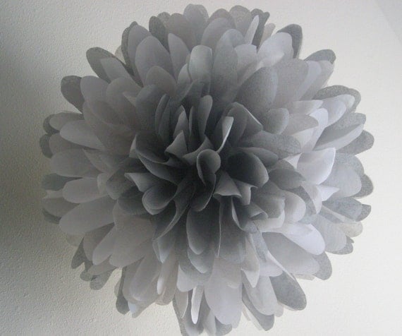 Gray Area ... 1 tissue paper pom // diy weddings // silver anniversary // graduation // nursery // party decorations