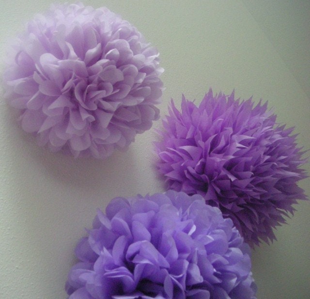 Lavender Love ... 3 tissue paper poms // birthday // nursery decoration // wedding reception // party decorations Il_570xn