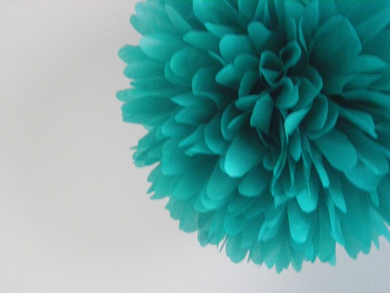 Teal ... 1 tissue paper pom // wedding reception // engagement party // bridal shower // party decorations
