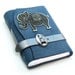 Blue Silver Baby Elephant Journal - Handmade Leather Notebook