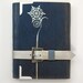 Journal - Blue Leather Handmade Journal - Night Bloom
