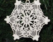 Embroidered Hearts Snowflake Lace