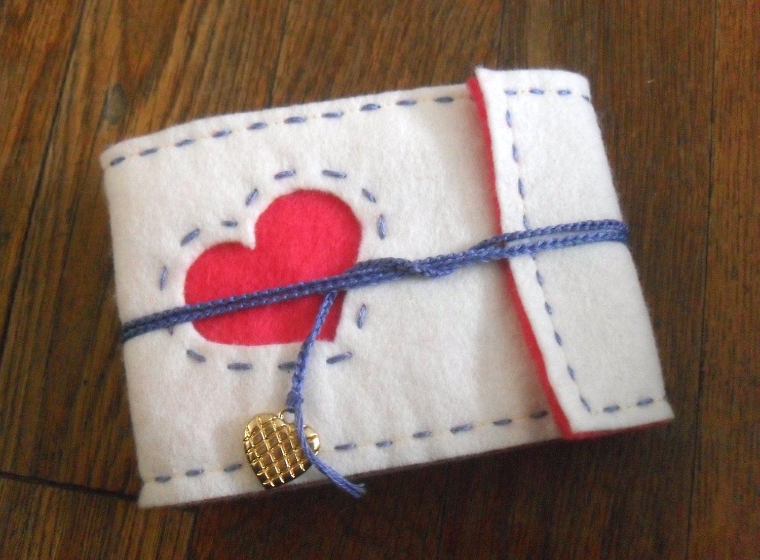 Love Note Mini Softcover Journal - Hand Embroidered Pink Heart Pocket Journal