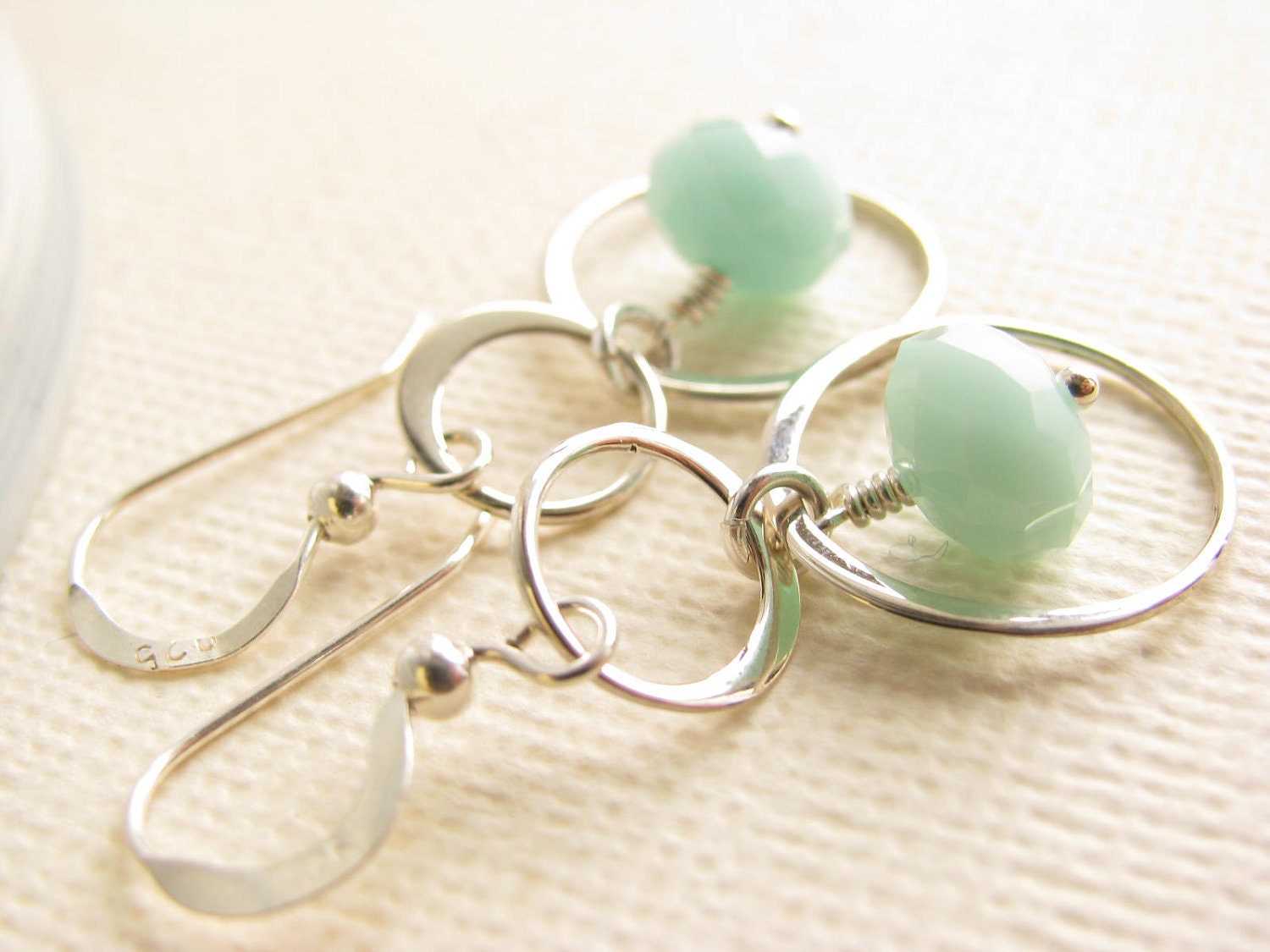 Light Aqua Blue Crystal Swarovski Crystal and Sterling Silver Circle Earrings