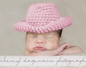 Chunky Pink Urban Cowboy/Cowgirl Hat Newborn -Photography Prop