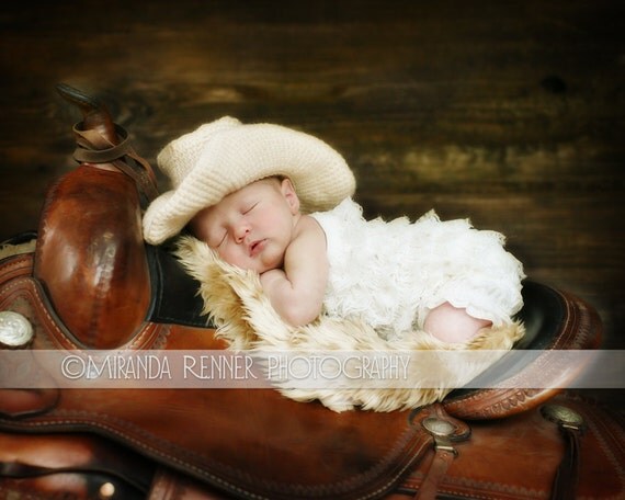 CROCHET PATTERN  - Digital Download Cowboy or Cowgirl Hat Crochet  0-6 month PATTERN  001 - Photography Prop pattern