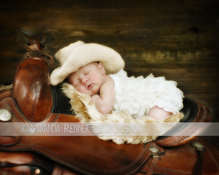 CROCHET PATTERN  - Digital Download Cowboy or Cowgirl Hat Crochet  0-6 month PATTERN  001 - Photography Prop pattern