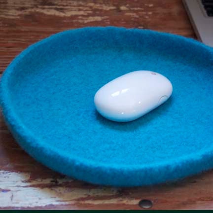Large Turquoise Blue  Felted bowl or Mouse Pad