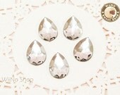18 x 13mm Clear Pear Flat Back Acrylic Rhinestone - 5 pcs