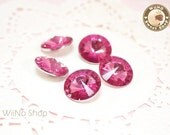15mm Pink Rose Rivoli Round 3D Point Back Acrylic Rhinestone - 5 pcs