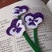 BookMark, Crocheted, Pansy, Purple and White