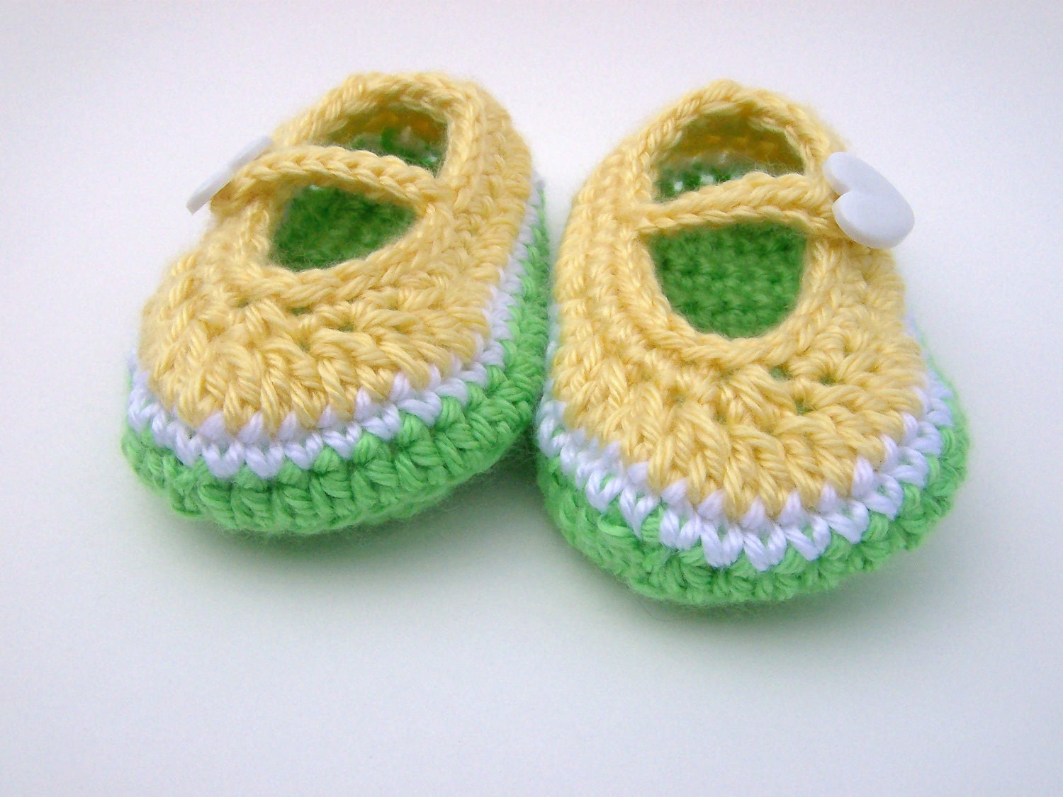 Baby Booties, Mary Jane, Yellow, Crocheted Baby Shoes Booties