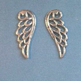 20 wing outline charms, silver tone, 24mm