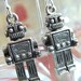 Robot Earrings Silver Plated Popular Jewelry Steampunk Vintage Style Featuring Sterling Silver Earwires Dangle Earrings