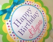 Bright Polka Dot Candyland SWEET SHOP Door Sign Hot Pink lime green