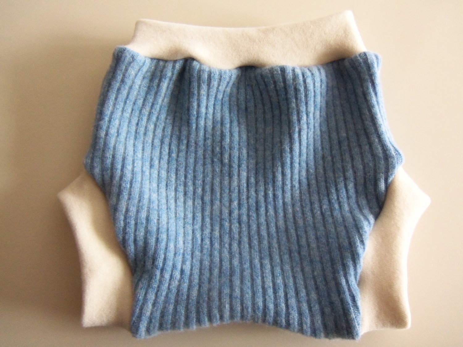 Wool Diaper Cover -  Recycled Light Blue Lambswool and Interlock Wool Diaper Soaker - Large