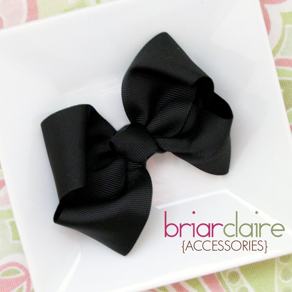 Mona - Black Classic Boutique Bow Alligator Clip