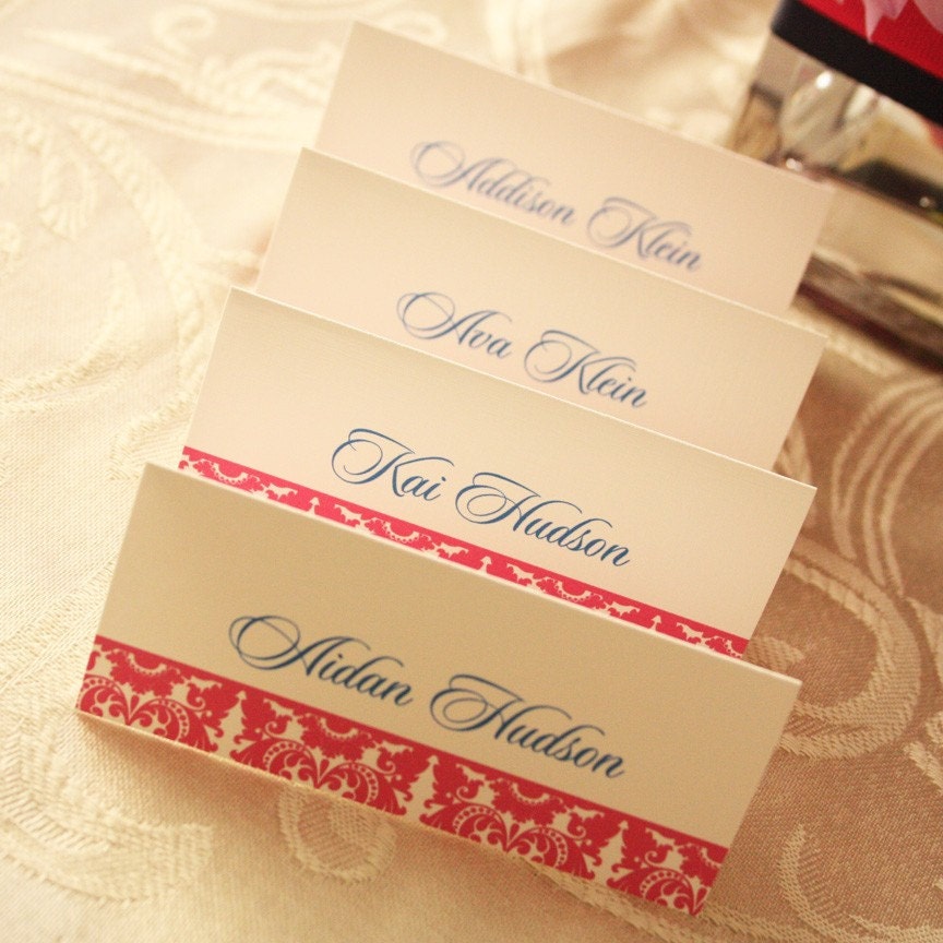 Printable Damask Place Cards (pick your color)