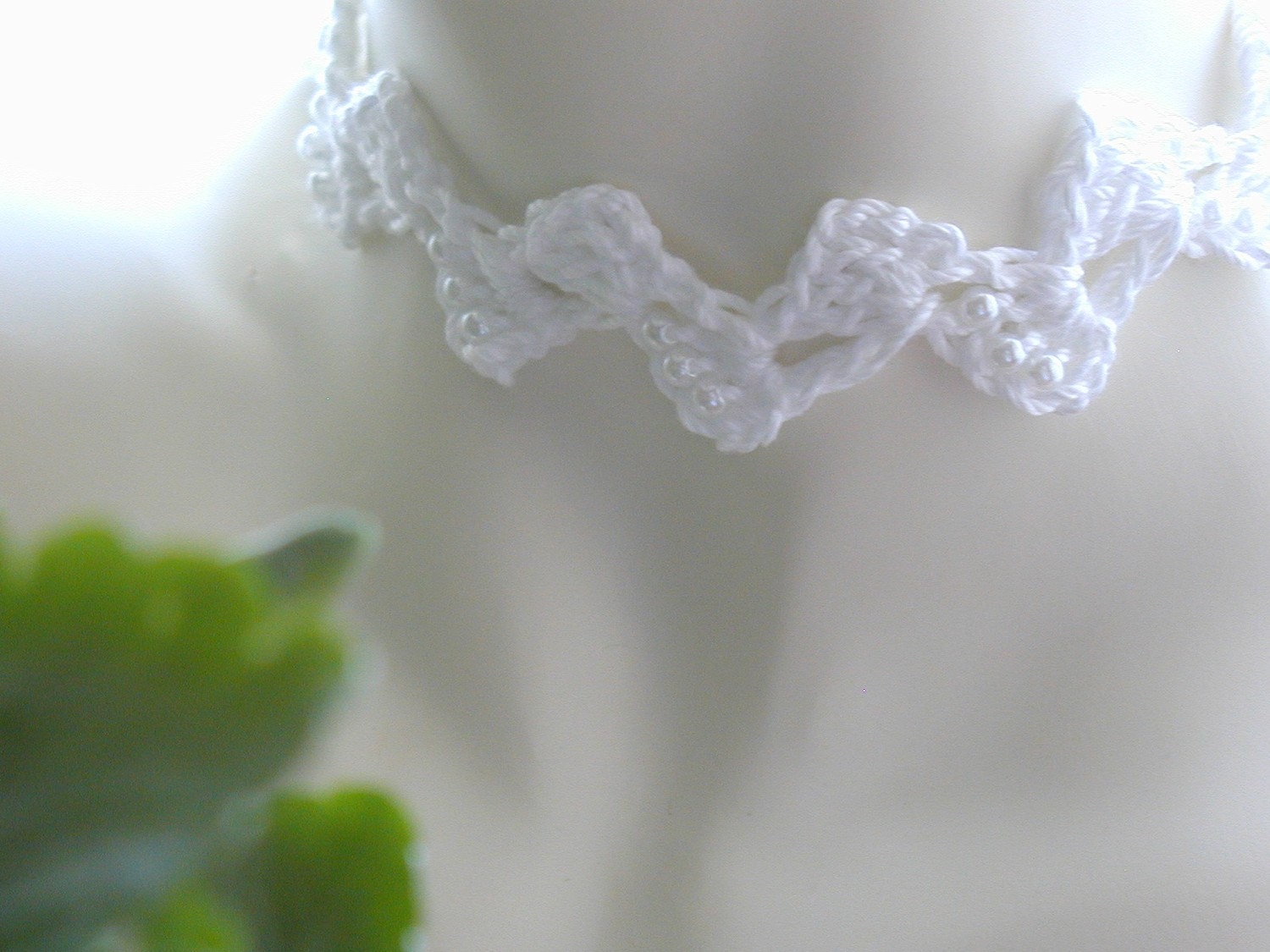 White Pearl Beaded Wedding Choker