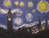 Starry Night van Gogh Cover Painting . "Starry Cornell in Ithaca" (after Vincent van Gogh) 16x20in.