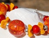 BRIGHT,BOLD and BEAUTIFUL-Handmade Lampwork and Sterling Silver Bracelet
