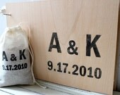 Wedding Guest book / Album / Notebook - Wood Guest Book (9" x 6") -  Custom Initials and Date