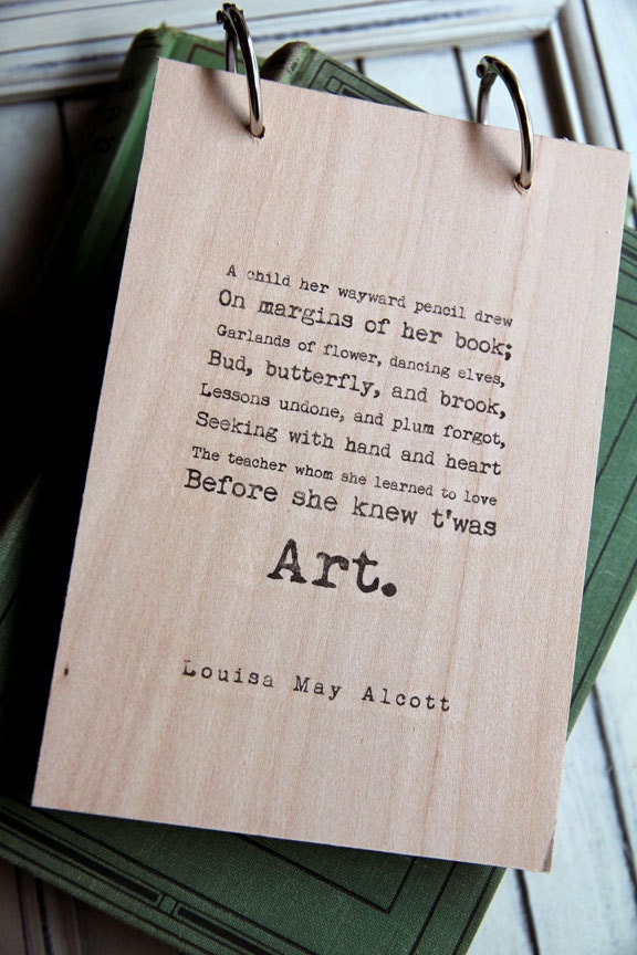Wood Sketchbook / Notebook - Art quote