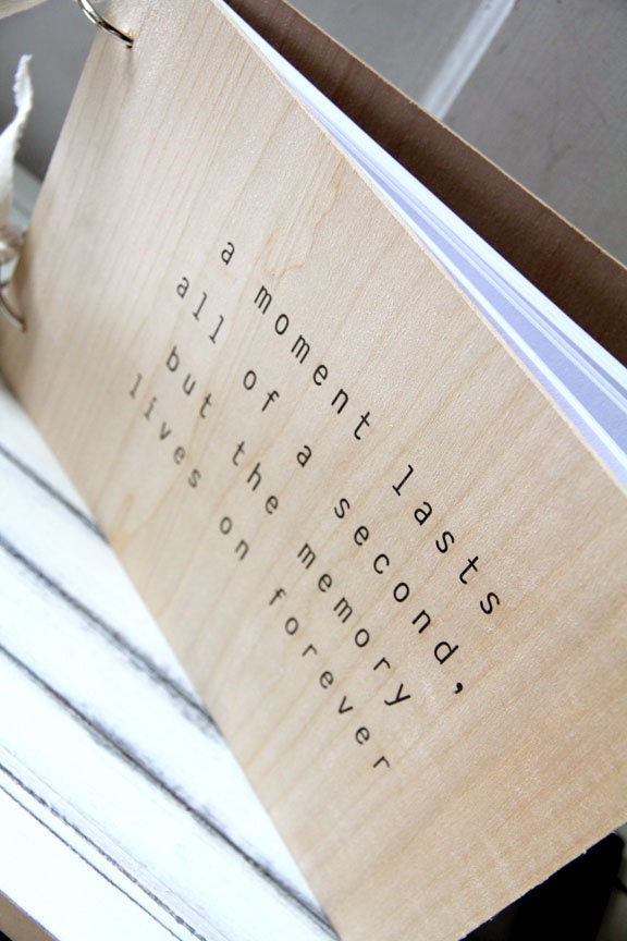Wood Album / Notebook / Guest Book (9" x 6") -  Memory lives on forever