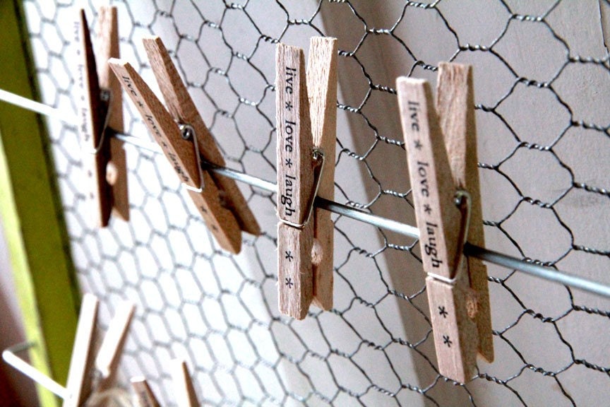 Set of 12 Clothespins - live love laugh